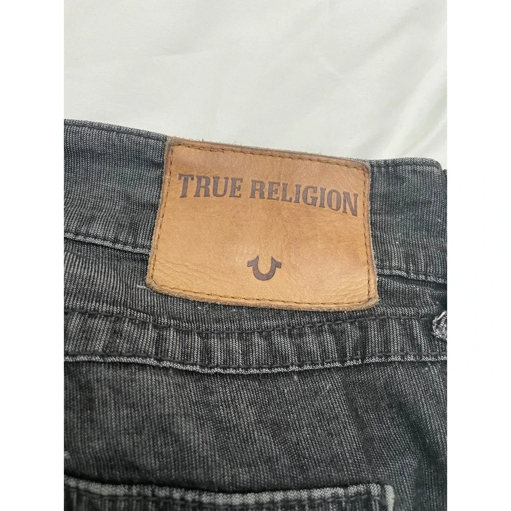 True Religion Ricky Jeans Mens 38 Black Relaxed Straight Flap Pockets (READ)